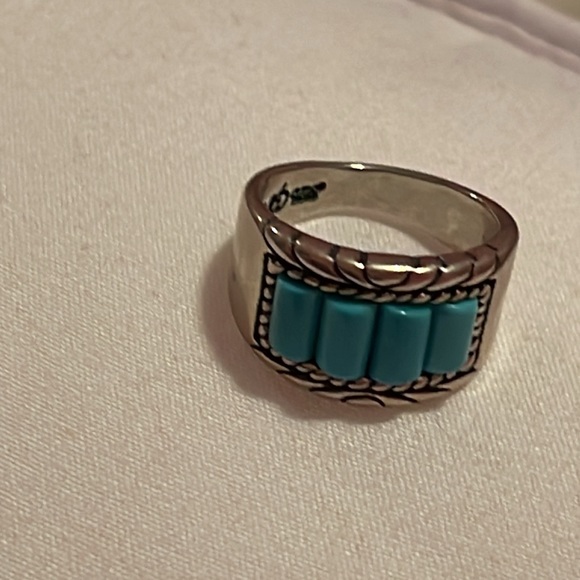 Silver and turquoise ring. - Picture 1 of 6